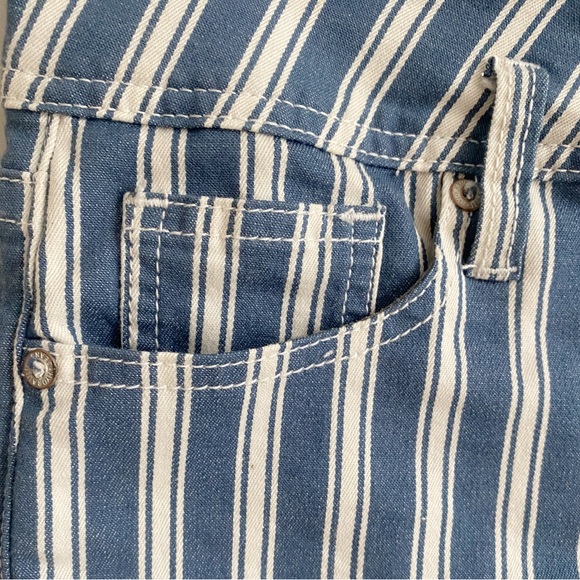 Striped jean shorts,Hydraulic collection curve short, size women’s 6 - Picture 3 of 5